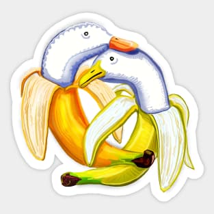 Banana birds - two ducks encircling each other - animal gift Sticker